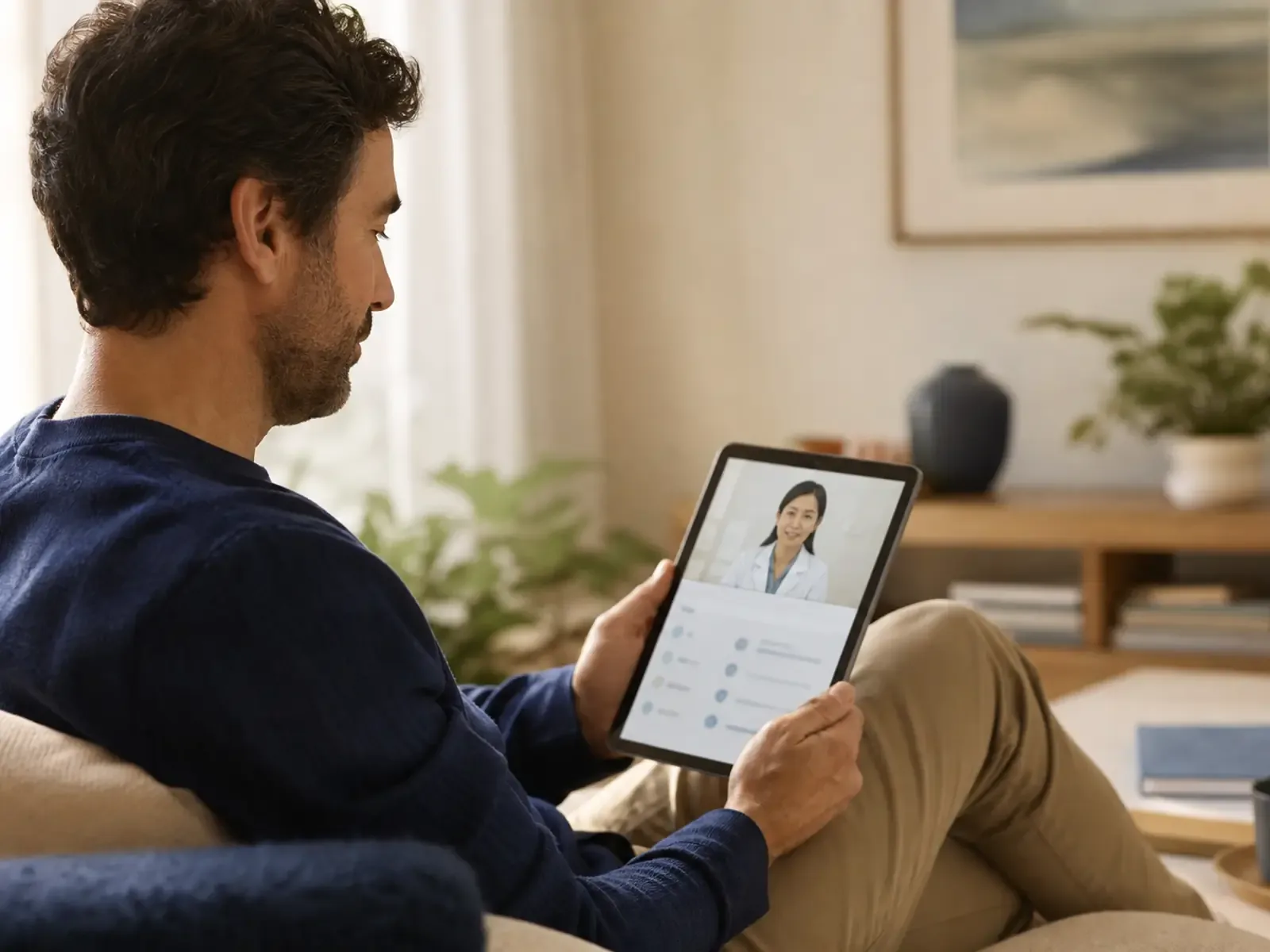 Patient reviewing a personalized telehealth care plan
