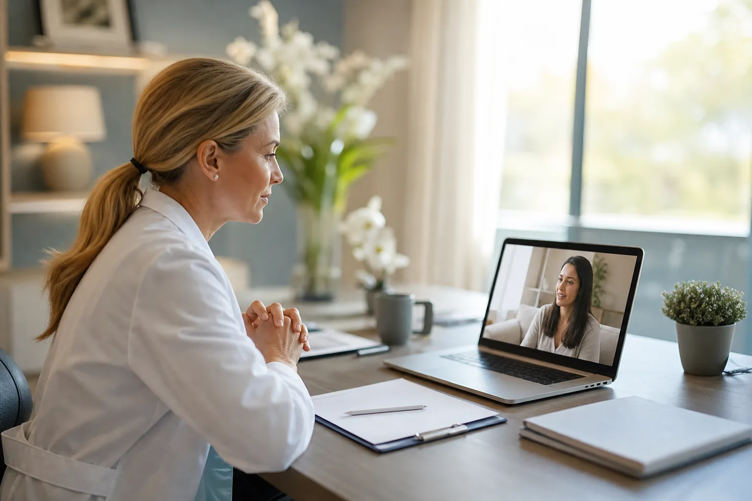 Patient reviewing a personalized telehealth care plan